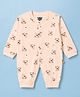 Mini Taurus Interlock Woven Full Sleeves Sleep Suit With Teddy Bear Print - Peach