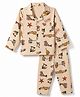 CUCUMBER Knit Full Sleeves Co-Ords Car Printed Shirt & Pajama  Night Suit - Cream