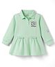 CUCUMBER Sinker Knit Full Sleeves Text & Sports Theme Printed Frock With Patch - Light Green