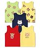 Doodle Poodle 100% Cotton Single Jersey Knit Set of Vests with Bear Print Pack Of 5 - Green Yellow Red Navy Blue Light Yellow