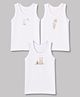 Zero Sinker Knit Sleeveless Vests With Teddy Bear Print Pack of 3 - White