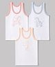 Zero Sinker Knit Sleeveless Vests With Animal Print Set Of 3 - Peach, Orange & Blue