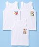 Zero Sinker Knit Sleeveless Vests With Surf Club , Sunshine , Tropical Vibes Print Pack of 3 - White