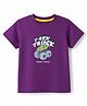 Zero Sinker Knit Half Sleeves T-Shirt with Vehicle & Text Print - Purple