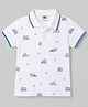 Zero Sinker Knit Half Sleeves Vehicles Printed Polo T-Shirt - White