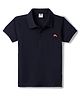 Zero Sinker Knit Half Sleeves Dolphin Embroidered Polo T-Shirt - Navy Blue