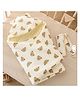 MiniMavin Premium Cotton Quilted Hooded Wrapper_Bear_Print| Adjustable Design| Soft Breathable Fabric| Warm and Soothing| Stylish Applique| Machine washable| Travel Friendly| New Born Gifting Option