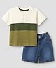 Babyhug Single Jersey Waffle Knit Half Sleeves T-Shirt and Shorts Set - White