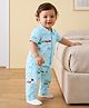 Doodle Poodle 100% Cotton Single Jersey Knit Half Sleeves Co-Ords Shirt & Pyjama Night Suit with Helicopter Print - Sky Blue