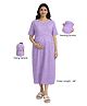Putchi Cotton Knit Half Sleeves Polka Dots Printed Maternity Dress With Overlap Nursing Access - Violet