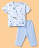 Child World Interlock Knit Half Sleeves T-Shirt & Pyjama Night Suit with Animal Print - Blue