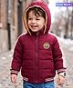 Babyoye Woven Full Sleeves Padded Hooded Jacket - Maroon