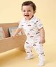 Doodle Poodle 100% Cotton Single Jersey Knit Half Sleeves Striped Co-Ords Shirt & Pyjama Night Suit with Car Print - White