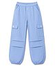Olio Kids Cotton Woven Full Length Cut N Sew Solid Trouser With Cargo Pockets - Light Blue