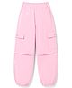 Olio Kids Cotton Woven Full Length Cut N Sew Solid Trouser With Cargo Pockets - Pink