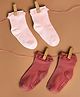 Kicks & Crawl Pack Of 2 Lace Embellished Ribbed Anti Skid Socks - Light Pink & Dark Pink