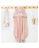 Kicks & Crawl Cotton Woven Hooded Towel With Cat Embroidery & Applique - Pink