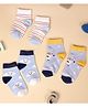 Kicks & Crawl Cotton Knit Pack Of 3 Clouds Printed & Striped Socks - Multi