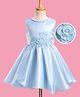 Mark & Mia Woven Sleeveless Ruffles and Frills Party Dress With Floral Embroidery & Applique - Blue