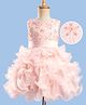 Mark & Mia Woven Sleeveless Ruffles and Frills Party Dress With Pearl Detailing & Floral Embroidery - Pink