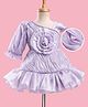 Mark & Mia Woven Cold Shoulder Ruffles and Frills Party Dress With Floral Applique - Lavender