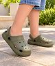 Pine Kids Back Strap Closure Solid Clogs - Olive Green