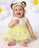Foreverkidz Net Woven Sleeveless Floral Embellished Dress - Yellow