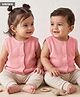 Babyhug Knit Sleeveless Solid Front Open Sweater - Pink