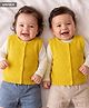 Babyhug Knit Sleeveless Solid Front Open Sweater - Yellow