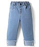 Babyoye Denim Woven Full Length Jeans with Heart Applique in Light Blue