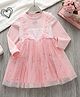 Mark & Mia Full Sleeves Sequined Party Dress With Bow Applique - Pink