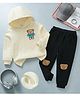 Mark & Mia Cotton Mixes Full Sleeves Hooded Winter Wear Suit With Teddy Bear Patch - Beige