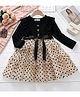 Mark & Mia Cotton Mix Full Sleeves Party Dress With Polka Dots Print & Bow Applique - Black