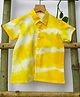 Cuddly cubs Cotton Woven Half Sleeves Tie Dye Shirt - Yellow