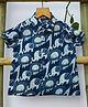 Cuddly cubs Cotton Woven Half Sleeves Elephant Printed Shirt - Blue
