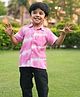 Cuddly cubs Cotton Woven Half Sleeves Tie Dye Shirt - Pink