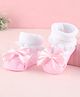 Cute Walk by Babyhug Fabric Socks Shoes With Large Bow Applique - Pink