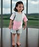 Cuddly cubs Cotton Knit Half Sleeves Colour Blocked Tee & Shorts Set - Pink & Mint