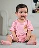 Cuddly cubs Cotton Knit Half Sleeves Lion Printed Tee & Shorts Set - Blush Pink