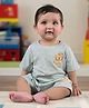 Cuddly cubs Cotton Knit Half Sleeves Lion Printed Tee & Shorts Set - Mint