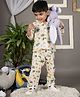 Cuddly cubs Cotton Woven Full Sleeves Animals Printed Coordinating Shirt & Pajama Night Suit - Orange & White