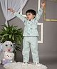 Cuddly cubs Cotton Woven Full  Sleeves Panda Printed Shirt & Pajama Night Suit - Sea Green
