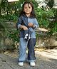 Cuddly cubs Cotton Woven Full Sleeves Colour Blocked Shirt & Pant Set - Navy Blue