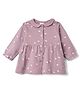 Zero Sinker Knit Full Sleeves Frock With Floral Print - Lilac