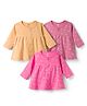 Zero Sinker Knit Full Sleeves Frocks With Floral Print Pack of 3- Raspberry ,Pink &Mustard