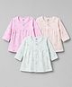 Zero Sinker Knit Full Sleeves Frocks With Floral & Giraffe Print Pack of 3- Sea Green ,Pink & Light Peach