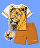Ollington St. Boys Cotton Half Sleeves Printed T-Shirt & Knit Shorts - Multicolor & Brown