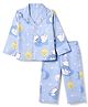 Babyhug Disney 100% Cotton Poplin Woven Shirt & Pyjama Night Suit with Bear Print in Blue