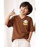 Tales & Stories Cotton Knit Half Sleeves Caps Printed Tee - Brown