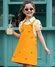 OLLINGTON ST. Cotton Knit Pinafore & Half Sleeve Shirt Top With Floral Embroidery Mustard 3-4 Years